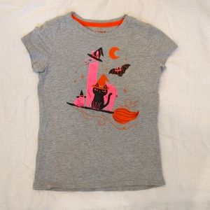 Cat and Jack girls Halloween tee shirt size xs 4/5 gray with animals
